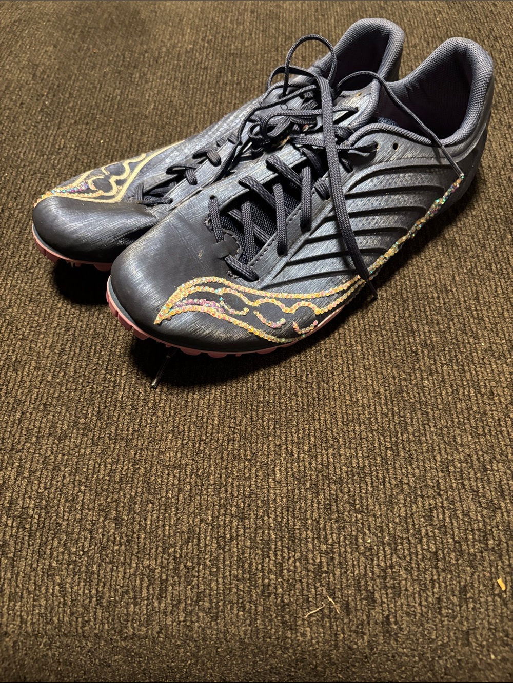 Saucony Women's Black Track Spikes with Metallic Accent Trim